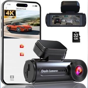 4K Dash Cam Front with Built-in WiFi, Dash Cam for Cars